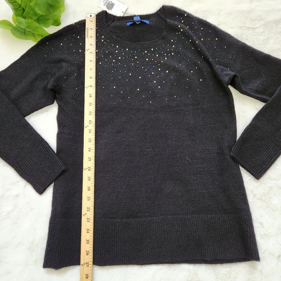 Womens Plus Size Apt. 9 Embellished Crewneck Sweater SZ XL  Black New wi… - Picture 12 of 12